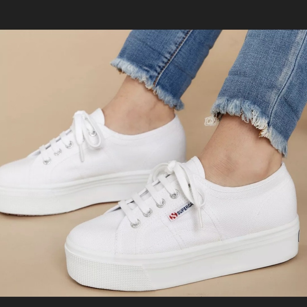 White & Silver Platform Sneakers SUPERGA - 7.5